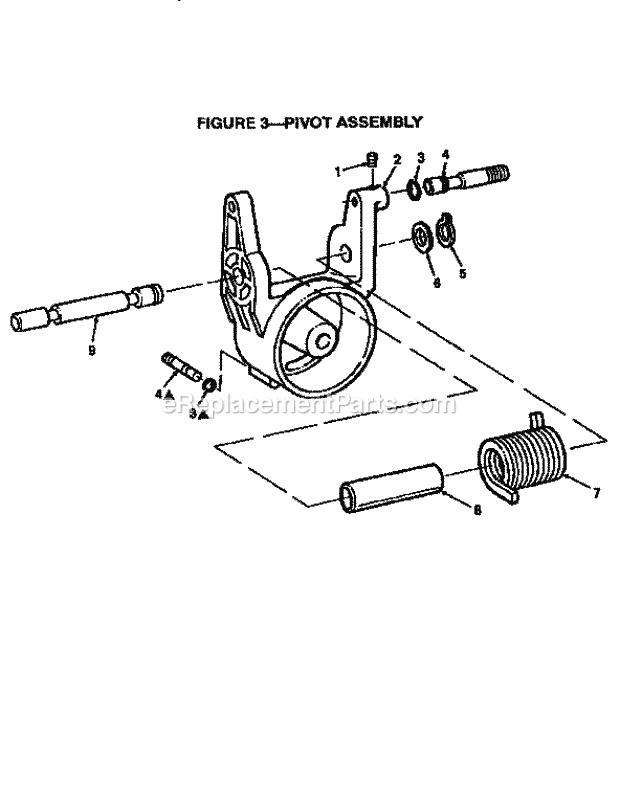 Pivot Assembly Diagram and Parts List for 113235100  Craftsman Miter Saw
