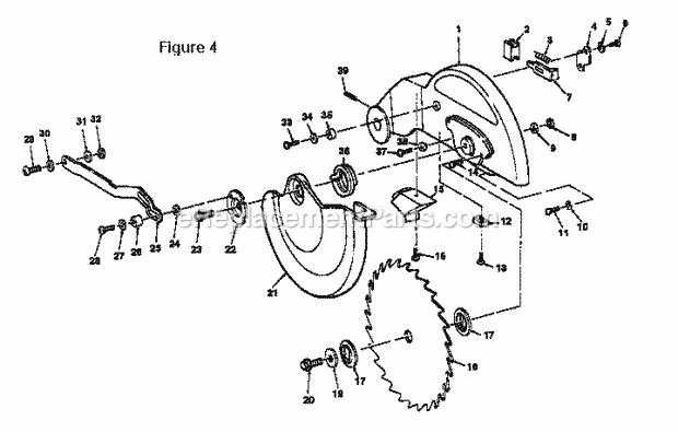 Blade And Blade Guard Assembly Diagram and Parts List for 113235120  Craftsman Miter Saw