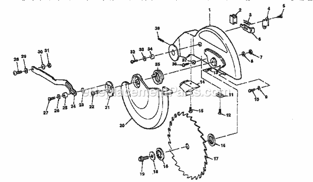 Figure 4 Diagram and Parts List for 113235140  Craftsman Miter Saw