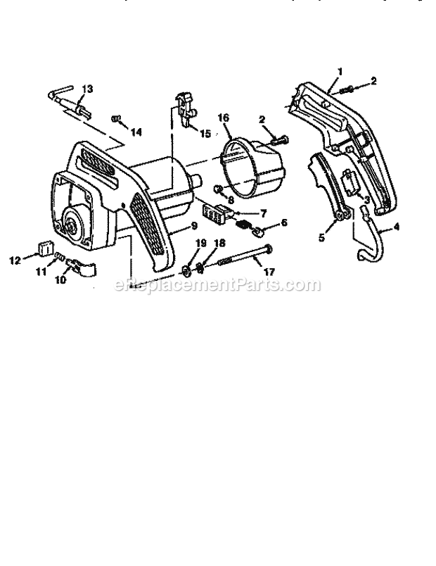 Arm And Motor Assembly Diagram and Parts List for 113235220  Craftsman Miter Saw