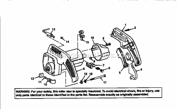 Page B Diagram and Parts List for 113235221  Craftsman Miter Saw