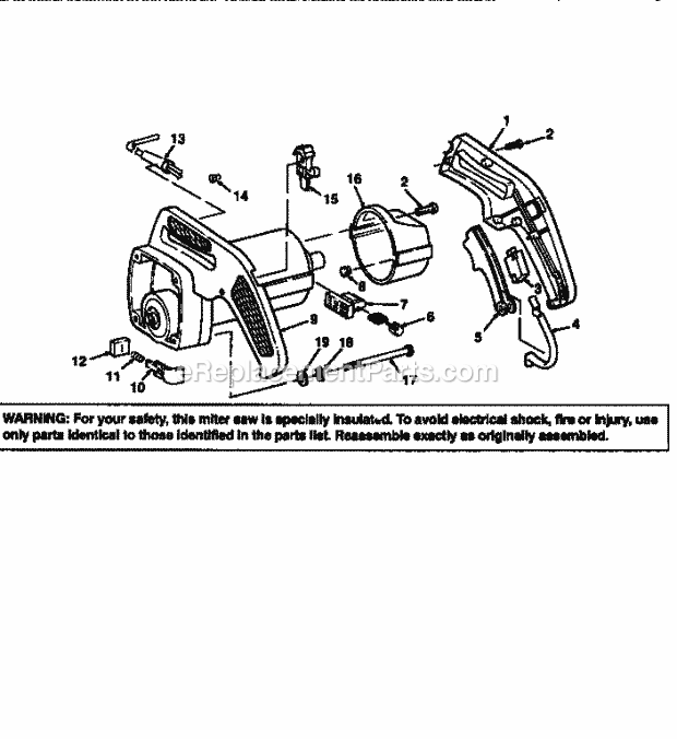 Page B Diagram and Parts List for 113235440  Craftsman Miter Saw