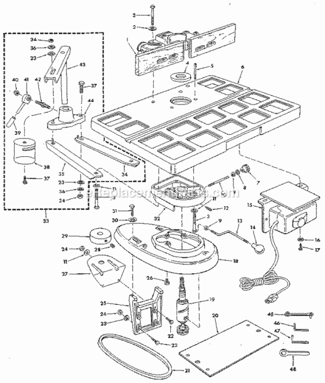 Page A Diagram and Parts List for 113239392  Craftsman Planer Jointer
