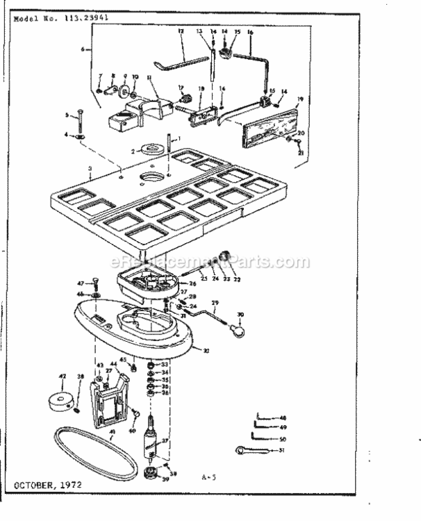 Page A Diagram and Parts List for 11323941  Craftsman Planer Jointer