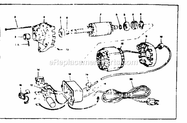 Motor Diagram and Parts List for 11324140  Craftsman Table Saw