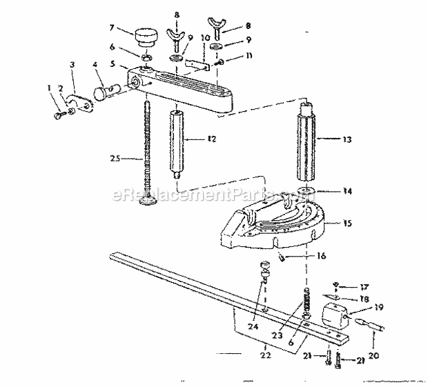 Miter Gauge And Hold Down Diagram and Parts List for 113241690  Craftsman Table Saw