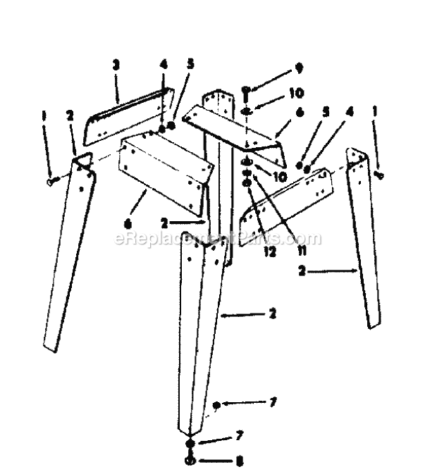 Legs Diagram and Parts List for 113241691  Craftsman Table Saw