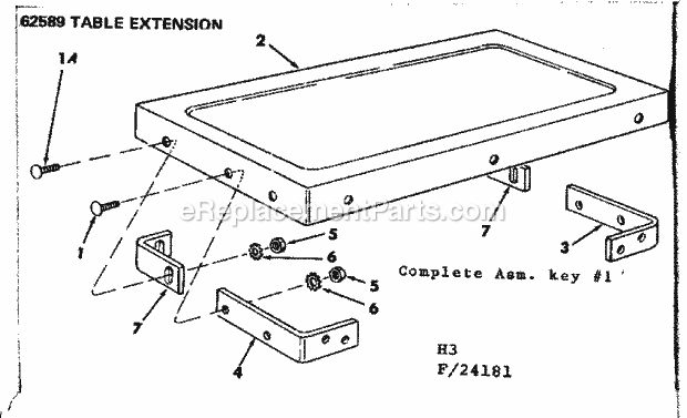 Table Extension Diagram and Parts List for 11324181  Craftsman Table Saw