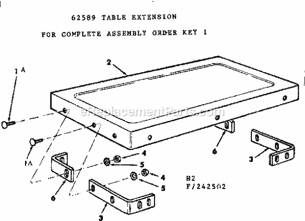Table Extension Diagram and Parts List for 113242502  Craftsman Table Saw