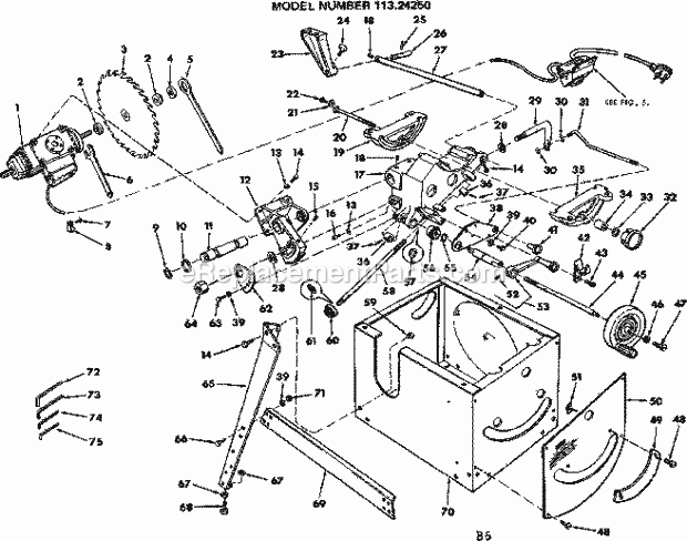 Unit Breakdown Diagram and Parts List for 11324250  Craftsman Table Saw