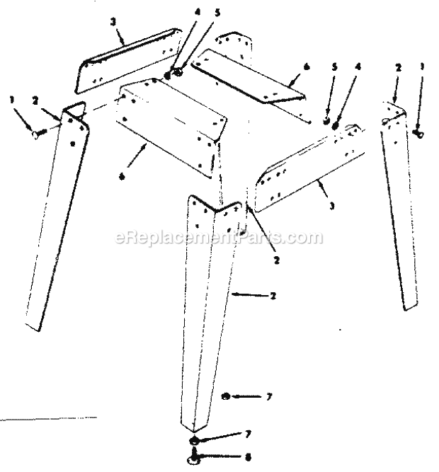 Leg Set Diagram and Parts List for 113242701  Craftsman Table Saw