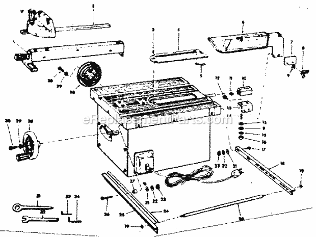Unit Housing Diagram and Parts List for 113242721  Craftsman Table Saw