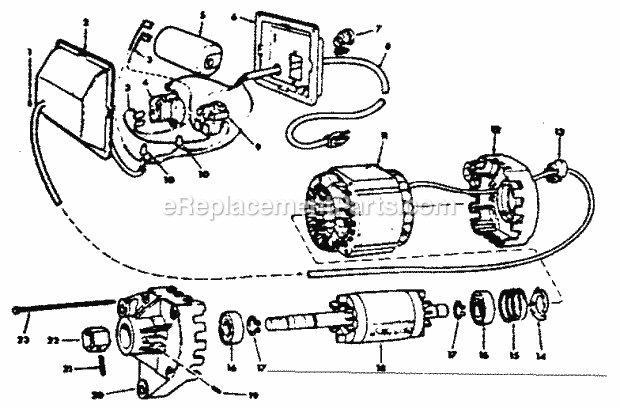 Motor and Control Box Assembly Diagram and Parts List for 113242721  Craftsman Table Saw