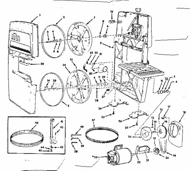 Unit Breakdown Diagram and Parts List for 113243311  Craftsman Band Saw