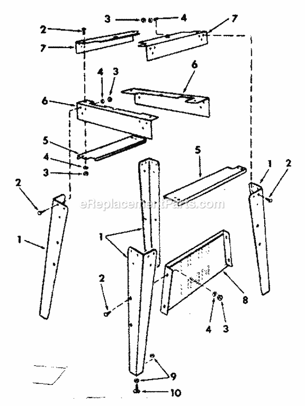 Leg Set Diagram and Parts List for 113243311  Craftsman Band Saw