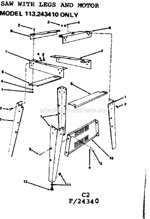 Page C Diagram and Parts List for 11324340  Craftsman Band Saw