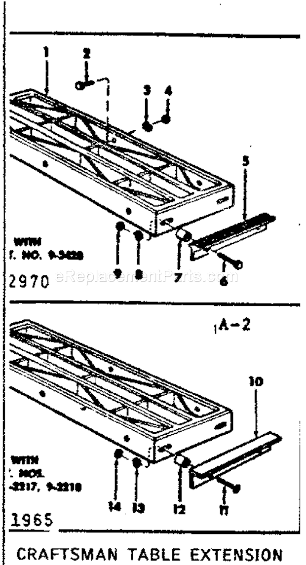 Unit Diagram and Parts List for 11324400  Craftsman Workbench