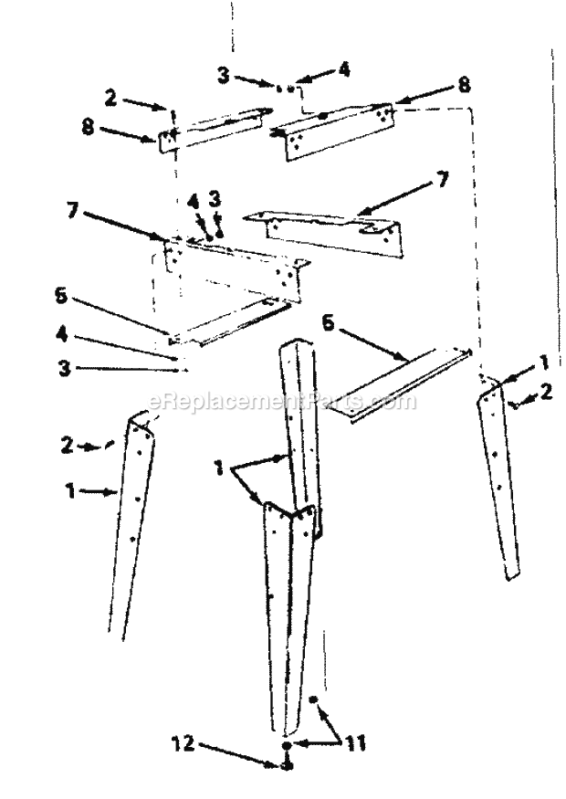 Leg Set Diagram and Parts List for 113244401  Craftsman Band Saw