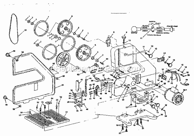 Unit Diagram and Parts List for 113244512  Craftsman Band Saw