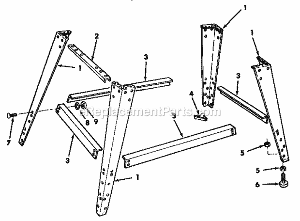 Leg Set Parts Diagram and Parts List for 113248211  Craftsman Band Saw
