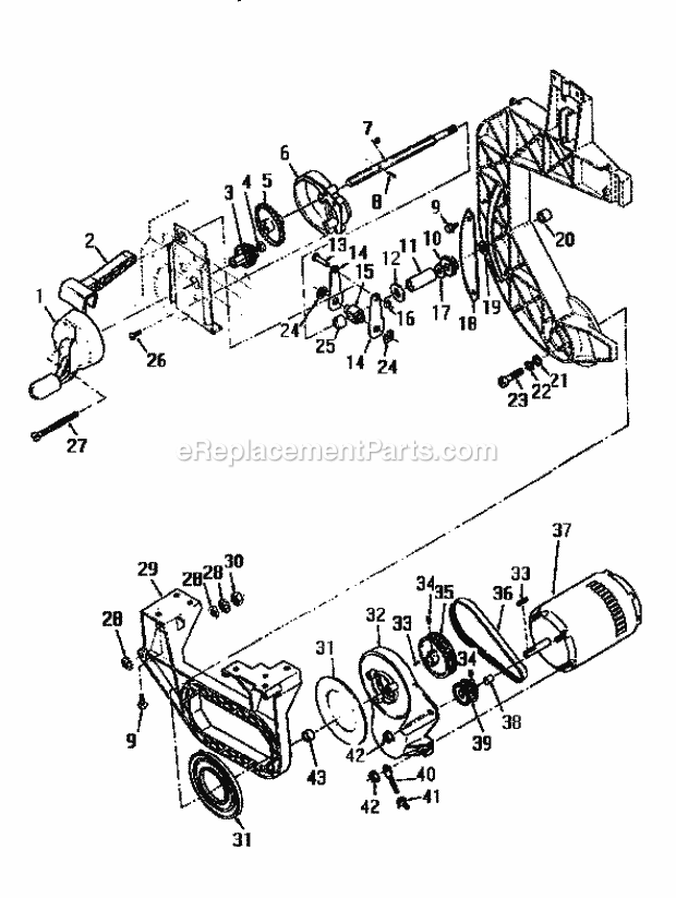 Drive And Motor Mount Assembly Diagram and Parts List for 113248212  Craftsman Band Saw