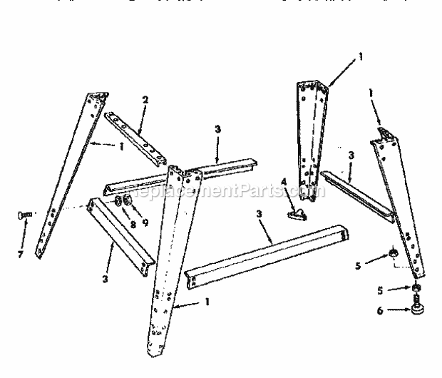 Leg Set Diagram and Parts List for 113248322  Craftsman Band Saw