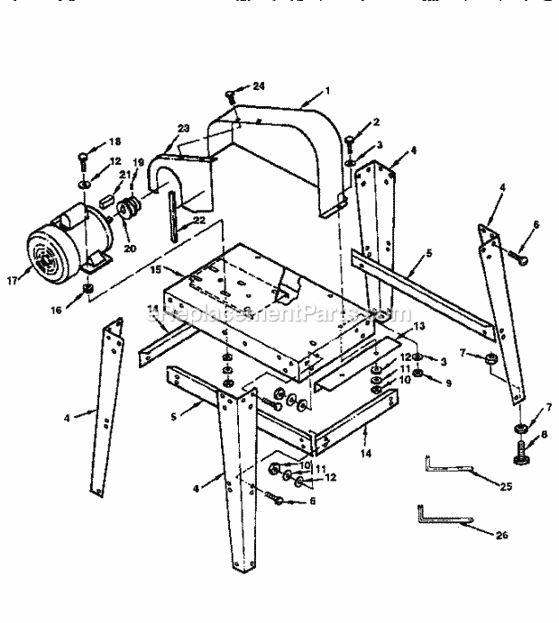 Base Components Diagram and Parts List for 113248340  Craftsman Band Saw