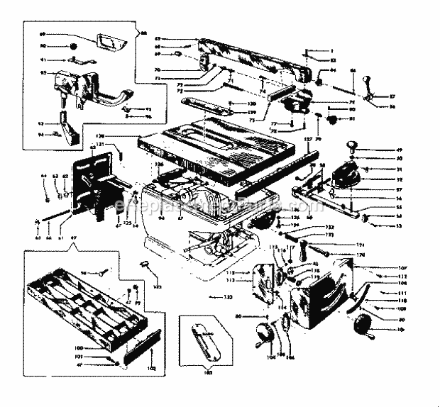 Unit Diagram and Parts List for 11327521  Craftsman Table Saw