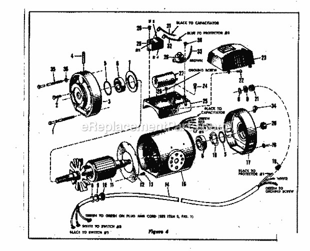 Motor Assembly Diagram and Parts List for 11329000  Craftsman Chop Saw