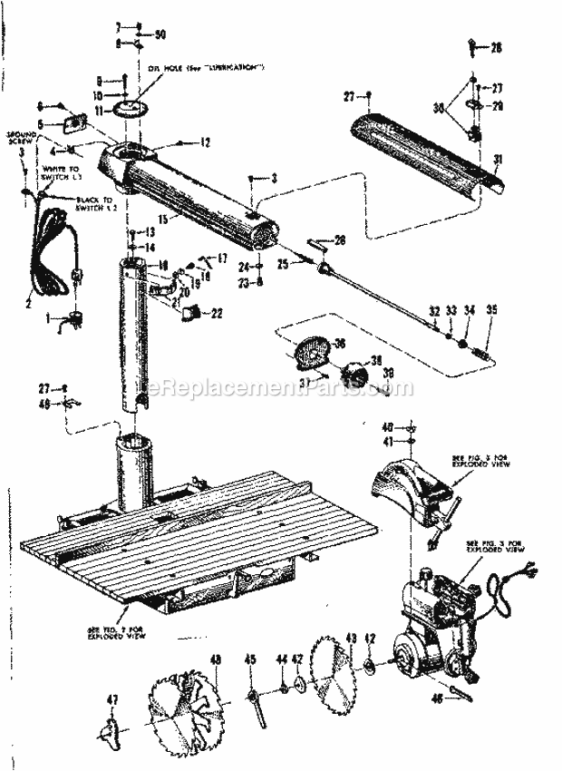 Cover Plate Assembly Diagram and Parts List for 11329001  Craftsman Chop Saw
