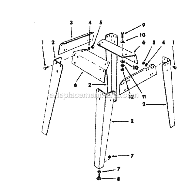 Legs Diagram and Parts List for 113290060  Craftsman Table Saw