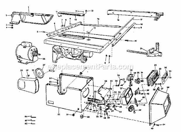 Unit Breakdown Diagram and Parts List for 113290600  Craftsman Table Saw