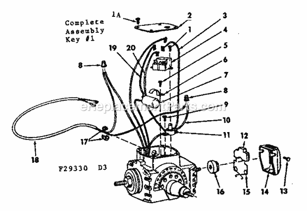 Motor Assembly Diagram and Parts List for 11329330  Craftsman Chop Saw