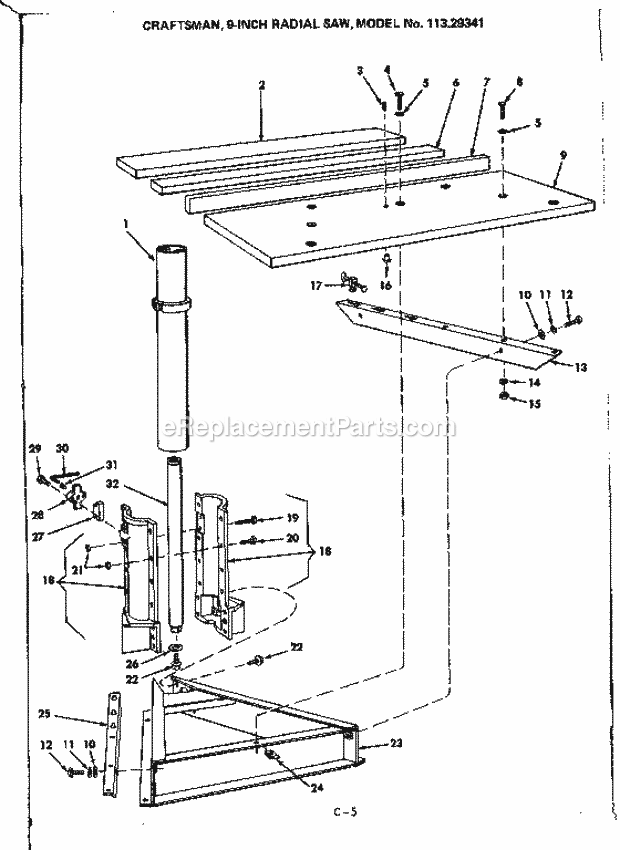 Rip Fence And Base Assemb... Diagram and Parts List for 11329341  Craftsman Chop Saw