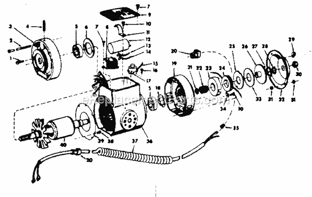 Motor Assembly Diagram and Parts List for 11329411  Craftsman Chop Saw