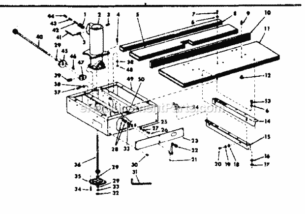 Fence And Base Assembly Diagram and Parts List for 11329430  Craftsman Chop Saw