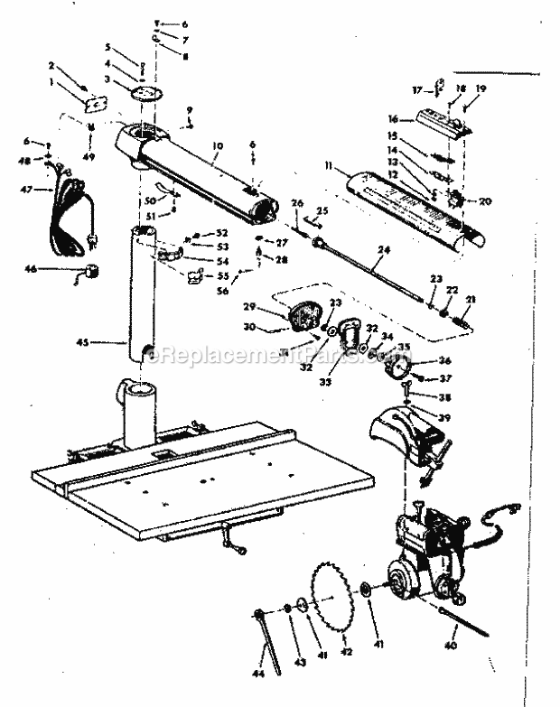 Unit Diagram and Parts List for 11329440  Craftsman Chop Saw