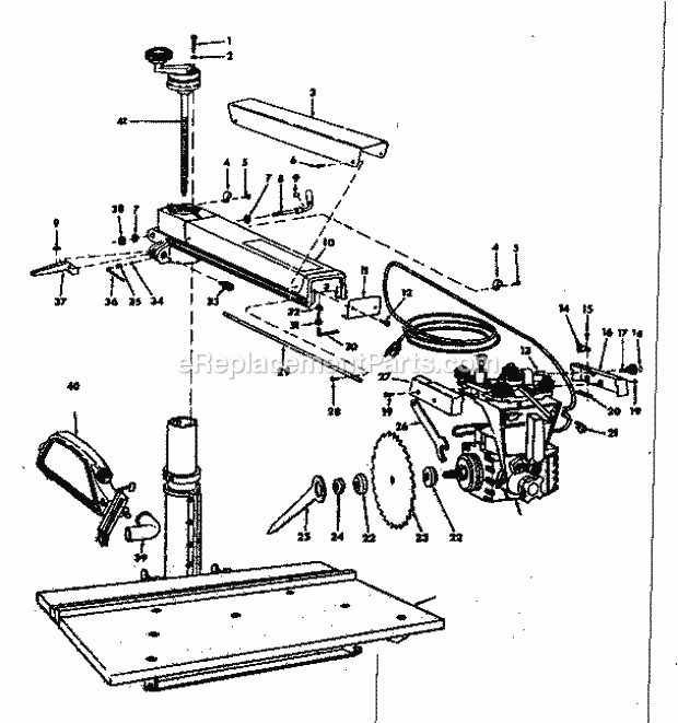 Unit Diagram and Parts List for 11329450  Craftsman Chop Saw