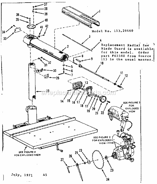 Unit Diagram and Parts List for 11329460  Craftsman Chop Saw