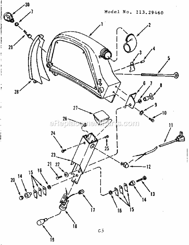 Guard Assembly Diagram and Parts List for 11329460  Craftsman Chop Saw