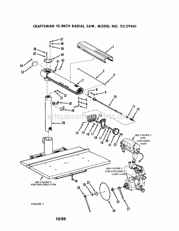 Unit Diagram and Parts List for 11329461  Craftsman Chop Saw