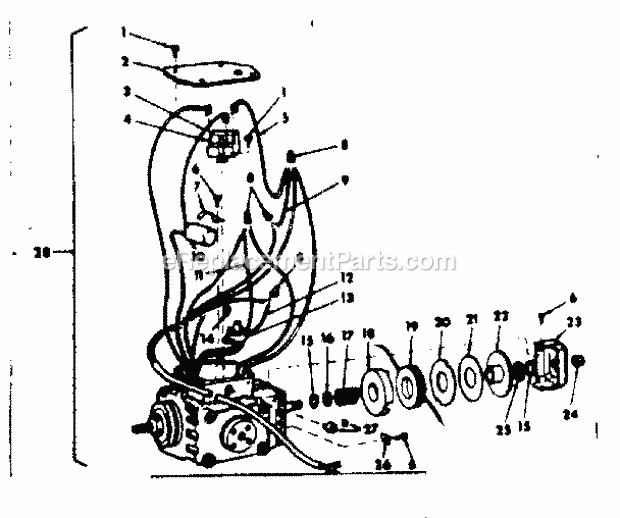 Motor Assembly Diagram and Parts List for 11329501  Craftsman Chop Saw