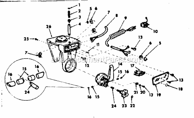 Yoke Assembly Diagram and Parts List for 11329501  Craftsman Chop Saw