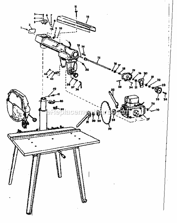 Unit Diagram and Parts List for 11329510  Craftsman Chop Saw