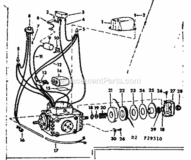 Complete Motor Assembly Diagram and Parts List for 11329510  Craftsman Chop Saw