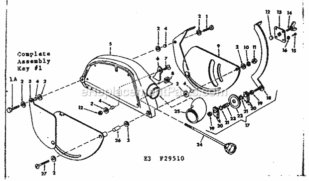 Guard Assembly Diagram and Parts List for 11329510  Craftsman Chop Saw