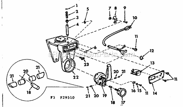 Yoke Assembly Diagram and Parts List for 11329510  Craftsman Chop Saw
