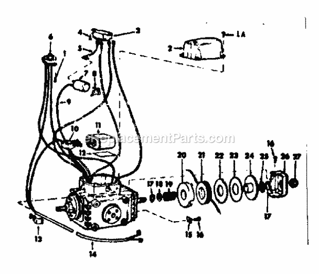 Motor Assembly Diagram and Parts List for 11329511  Craftsman Chop Saw
