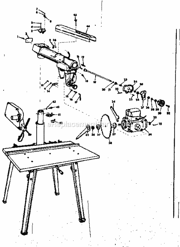 Unit Diagram and Parts List for 11329520  Craftsman Chop Saw