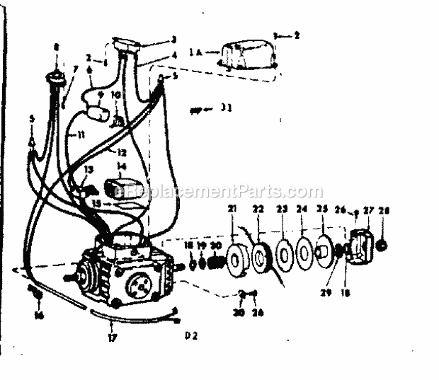 Motor Assembly Diagram and Parts List for 11329520  Craftsman Chop Saw